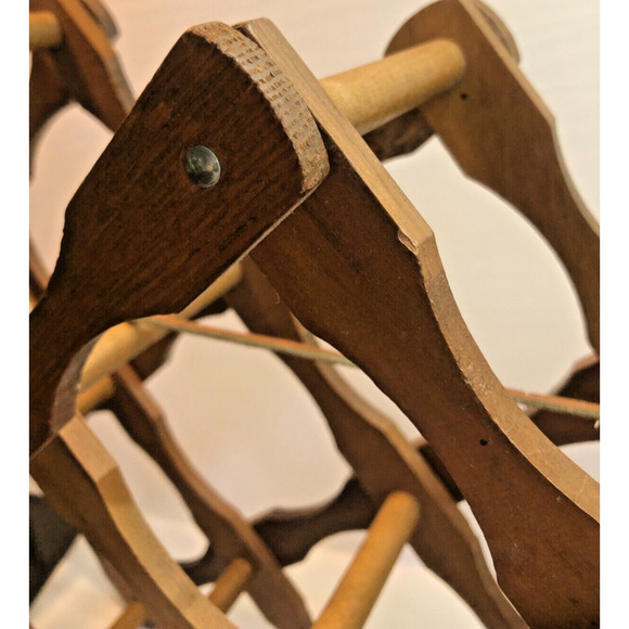 Vintage Wine Rack Accordion Wood Wall Rack Cottage Core Modern Farmhouse MCM - Picture 4 of 4